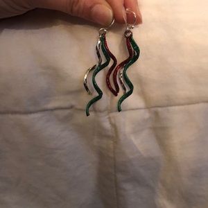 Festive spiral glitter earrings